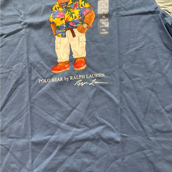 Polo by Ralph Lauren Boys Sz XL 18-20 Blue and Green Bear T-Shirt - Picture 6 of 7
